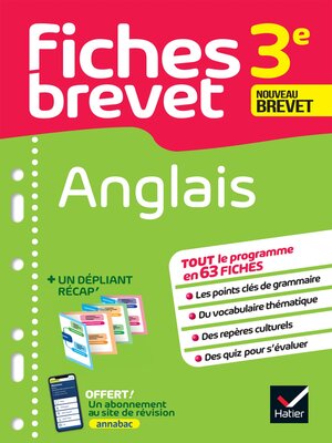 cover image of Fiches brevet Anglais 3e Brevet 2024